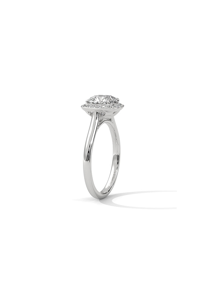 Cushion Cut Solitaire Ring With 20 Diamonds-Cat0164