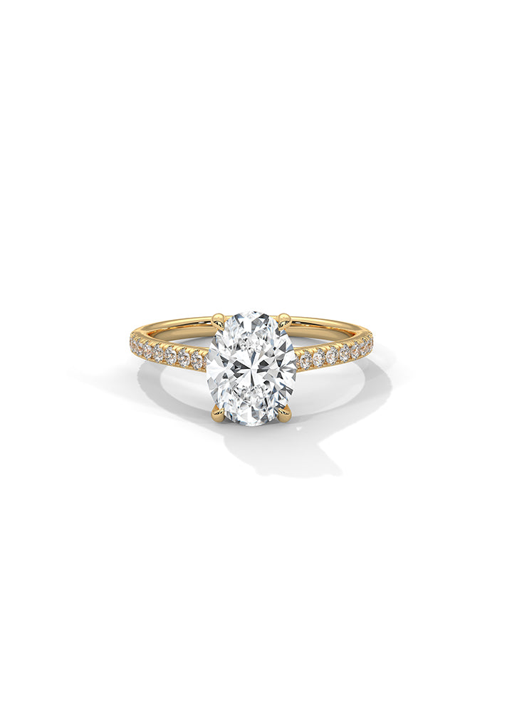 Product image of Yellow Gold, White Gold, Rose Gold 18K gold ring  with Ethically Lab Grown Diamonds Oval Solitaire Ring With 22 Diamonds-Cat0101, curated by Only Ethikal