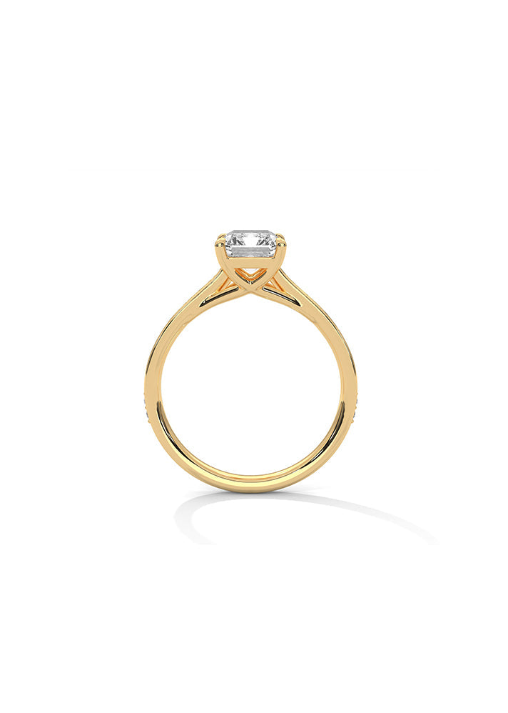 Radiant Cut Solitaire Ring With 26 Diamonds-Cat0112