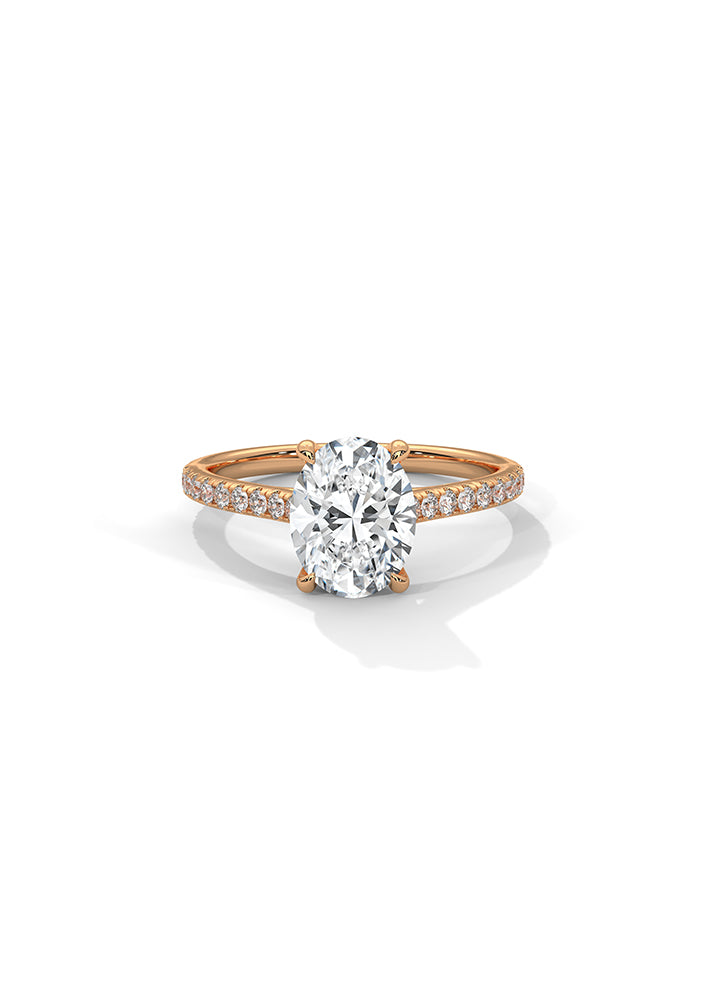 Oval Solitaire Ring With 22 Diamonds-Cat0101