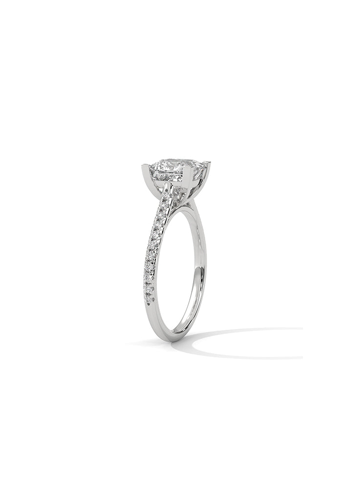 Princess Cut Solitaire Ring With 22 Diamonds-Cat0170