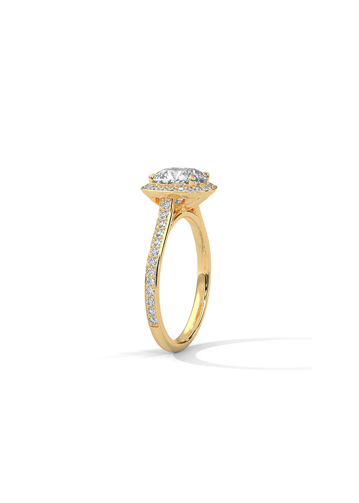 Cushion Cut Solitaire Ring With 46 Diamonds-Cat0167