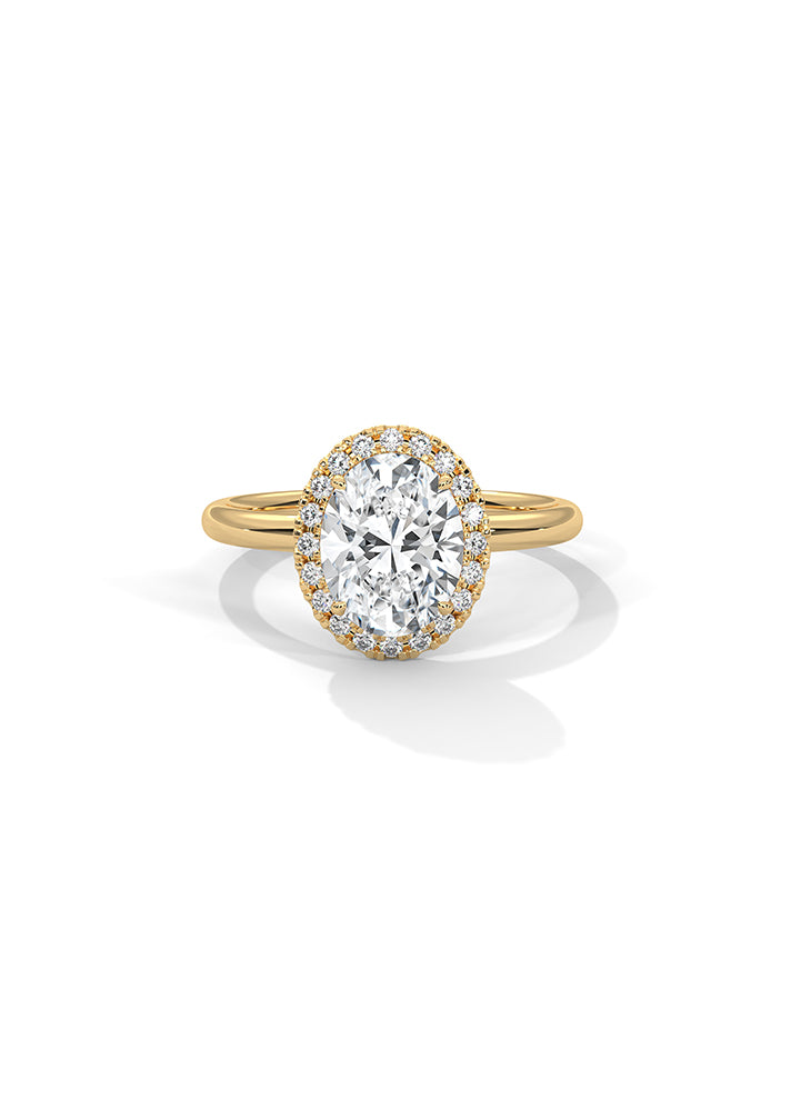 Oval Cut Solitaire Ring With 20 Diamonds-Cat0174