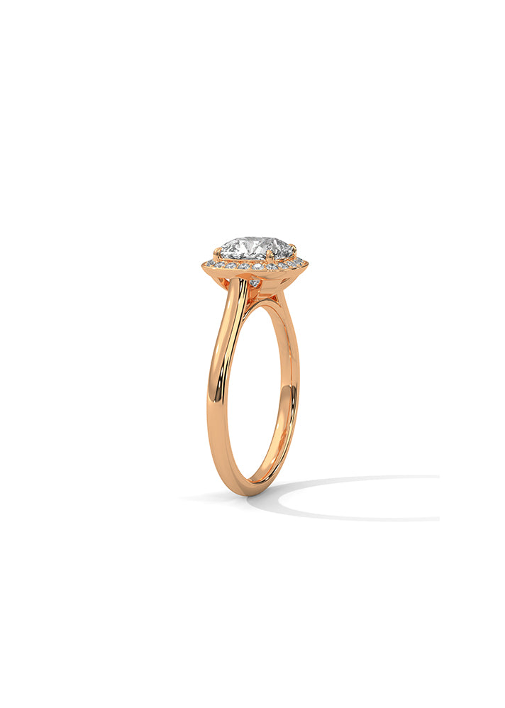 Cushion Cut Solitaire Ring With 20 Diamonds-Cat0164