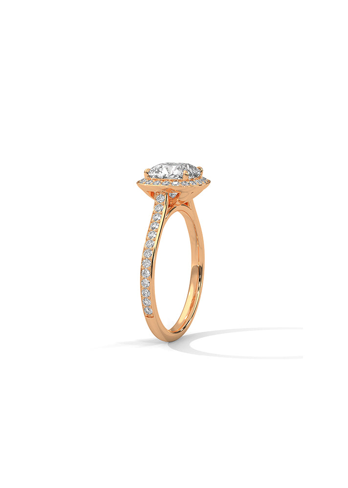 Cushion Cut Solitaire Ring With 46 Diamonds-Cat0167