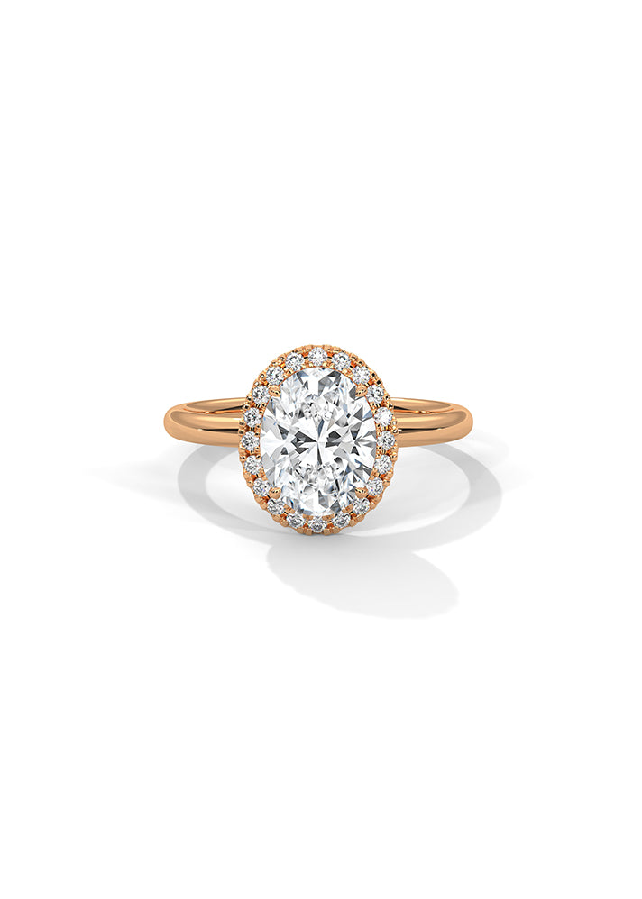 Oval Cut Solitaire Ring With 20 Diamonds-Cat0174