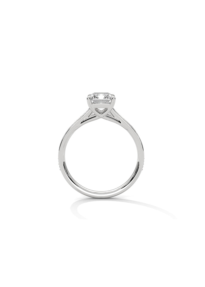 Radiant Cut Solitaire Ring With 26 Diamonds-Cat0112