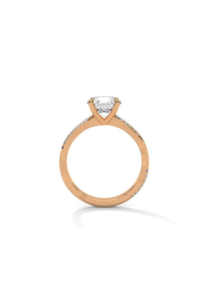 Round Solitaire Ring With 32 Diamonds-Cat0104