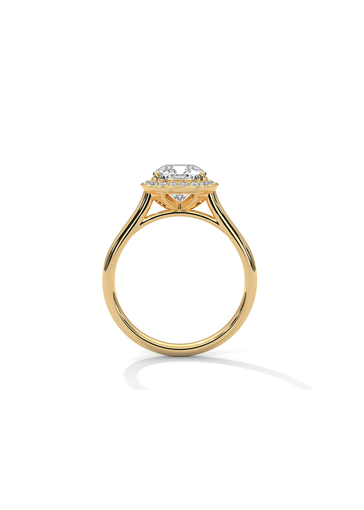 Cushion Cut Solitaire Ring With 20 Diamonds-Cat0164