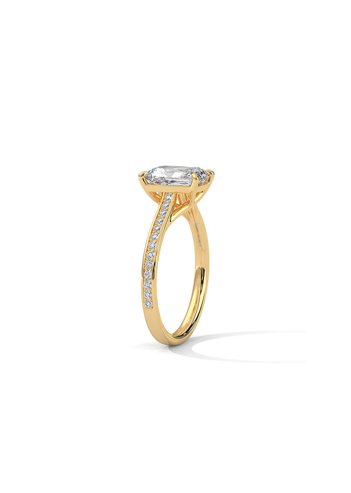 Radiant Cut Solitaire Ring With 26 Diamonds-Cat0112