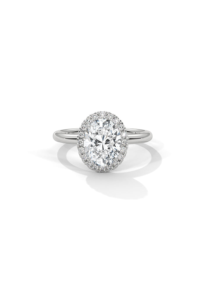 Oval Cut Solitaire Ring With 20 Diamonds-Cat0174