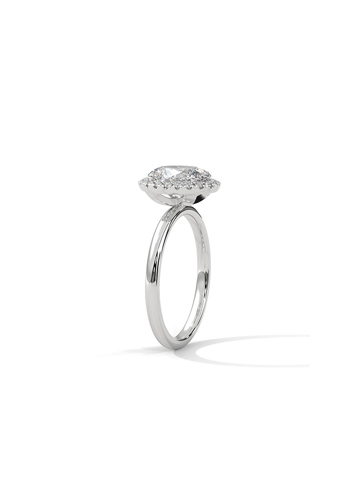 Oval Cut Solitaire Ring With 20 Diamonds-Cat0174