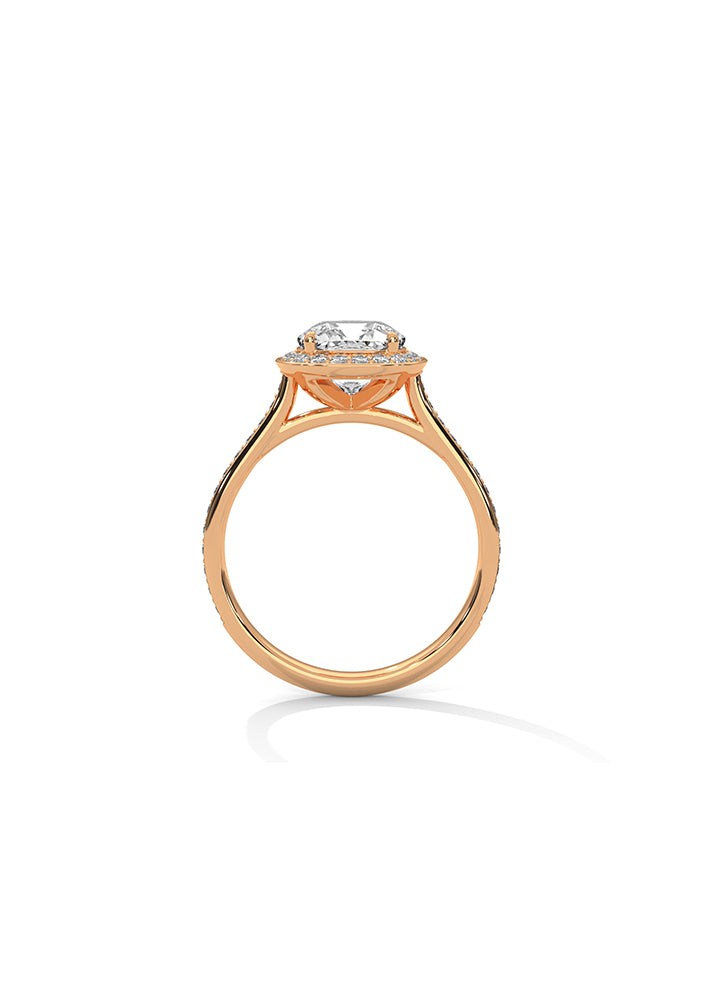 Cushion Cut Solitaire Ring With 46 Diamonds-Cat0167