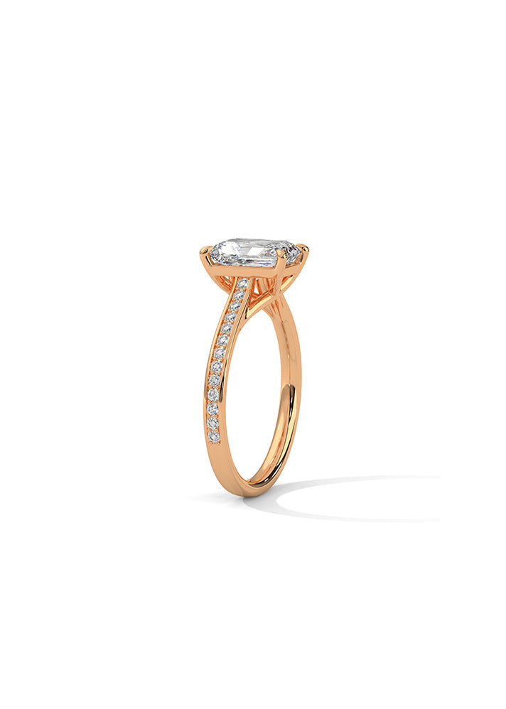 Radiant Cut Solitaire Ring With 26 Diamonds-Cat0112