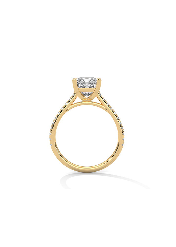 Princess Cut Solitaire Ring With 22 Diamonds-Cat0170