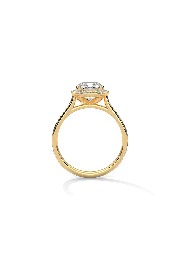 Cushion Cut Solitaire Ring With 46 Diamonds-Cat0167