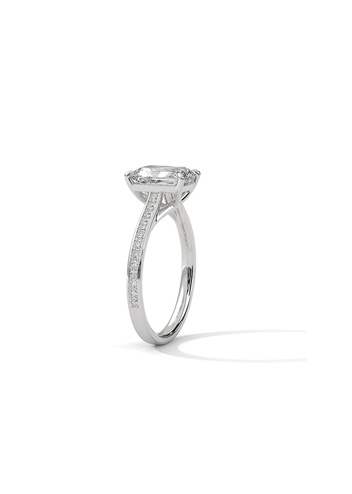 Radiant Cut Solitaire Ring With 26 Diamonds-Cat0112