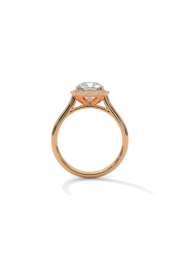 Cushion Cut Solitaire Ring With 20 Diamonds-Cat0164