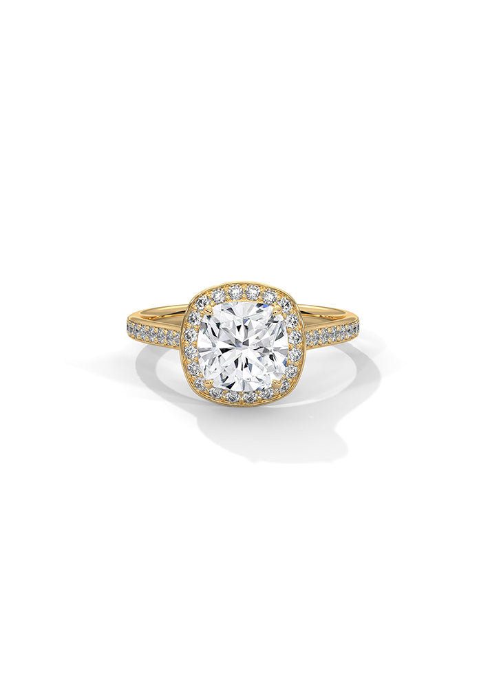 Cushion Cut Solitaire Ring With 46 Diamonds-Cat0167