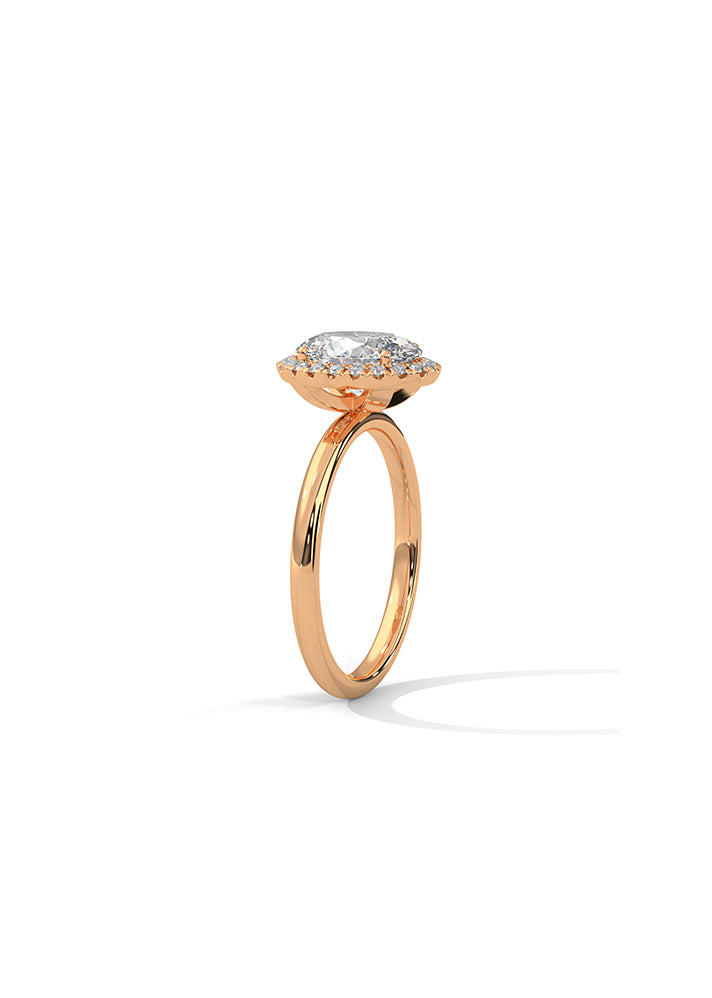 Oval Cut Solitaire Ring With 20 Diamonds-Cat0174