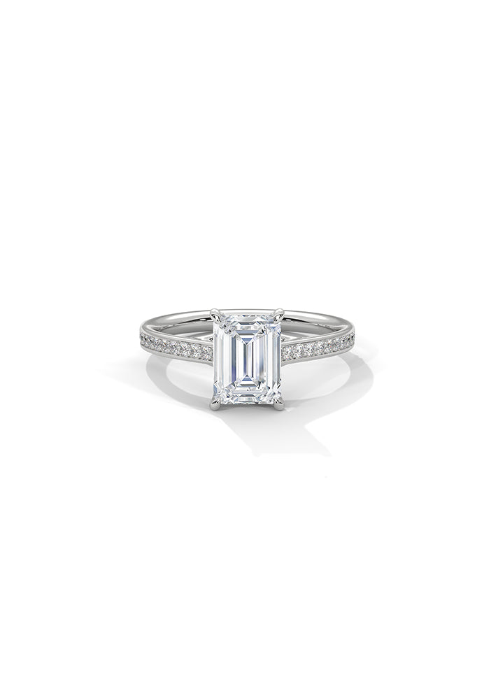 Radiant Cut Solitaire Ring With 26 Diamonds-Cat0112