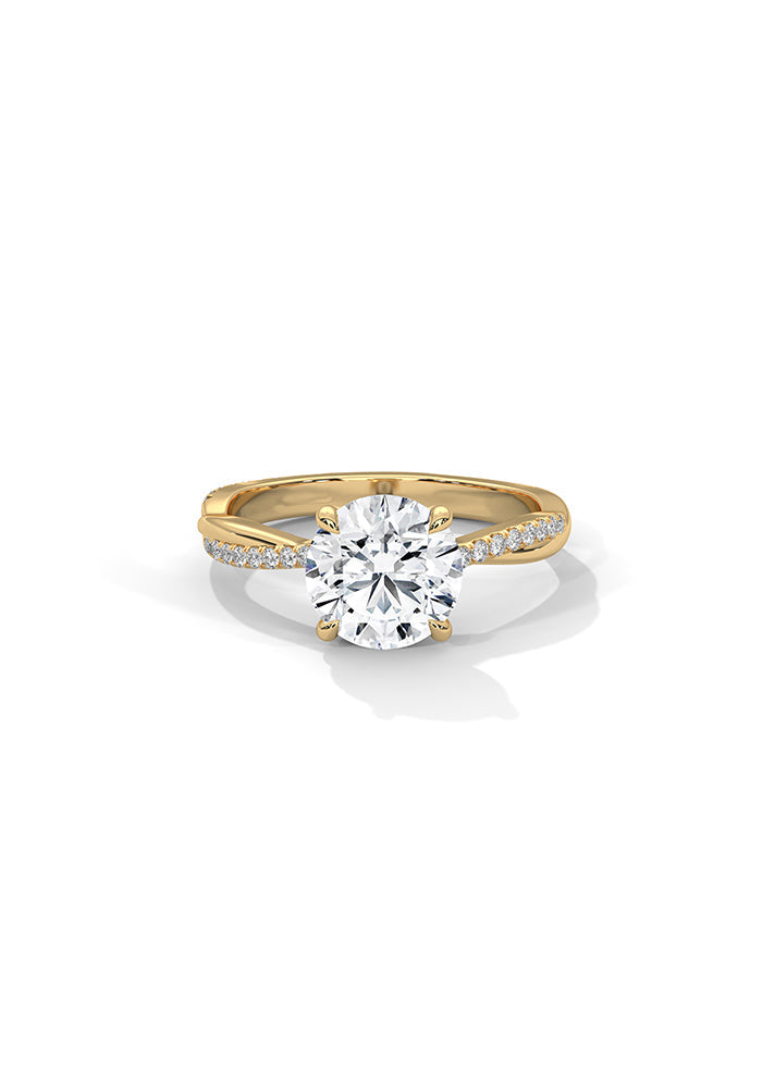 Product image of Yellow Gold, White Gold, Rose Gold 18K gold ring  with Ethically Lab Grown Diamonds Round Solitaire Ring With 32 Diamonds-Cat0104, curated by Only Ethikal