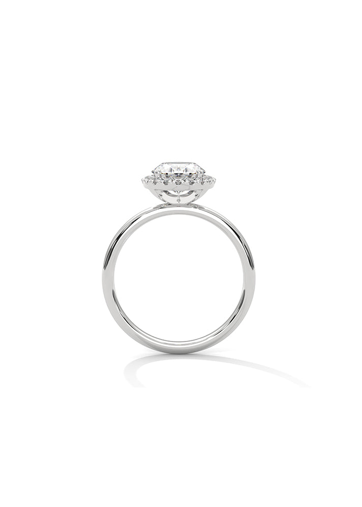 Oval Cut Solitaire Ring With 20 Diamonds-Cat0174