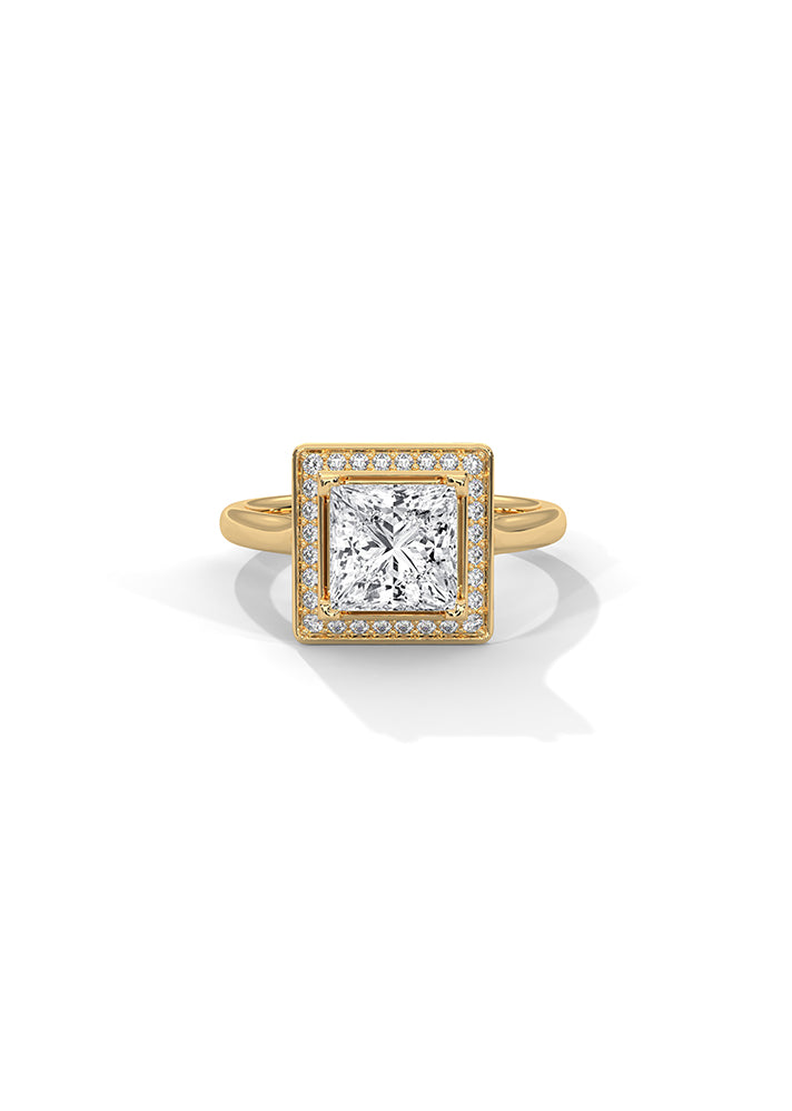 Princess Cut Solitaire Ring With 28 Diamonds-Cat0148