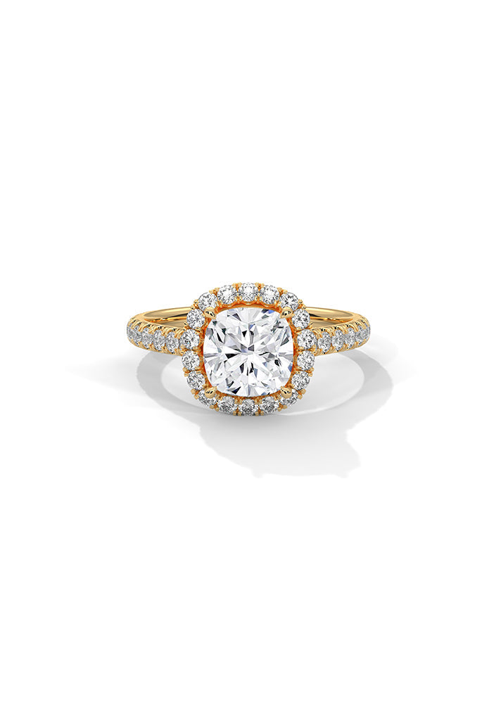 Cushion Cut Solitaire Ring With 38 Diamonds-Cat0134