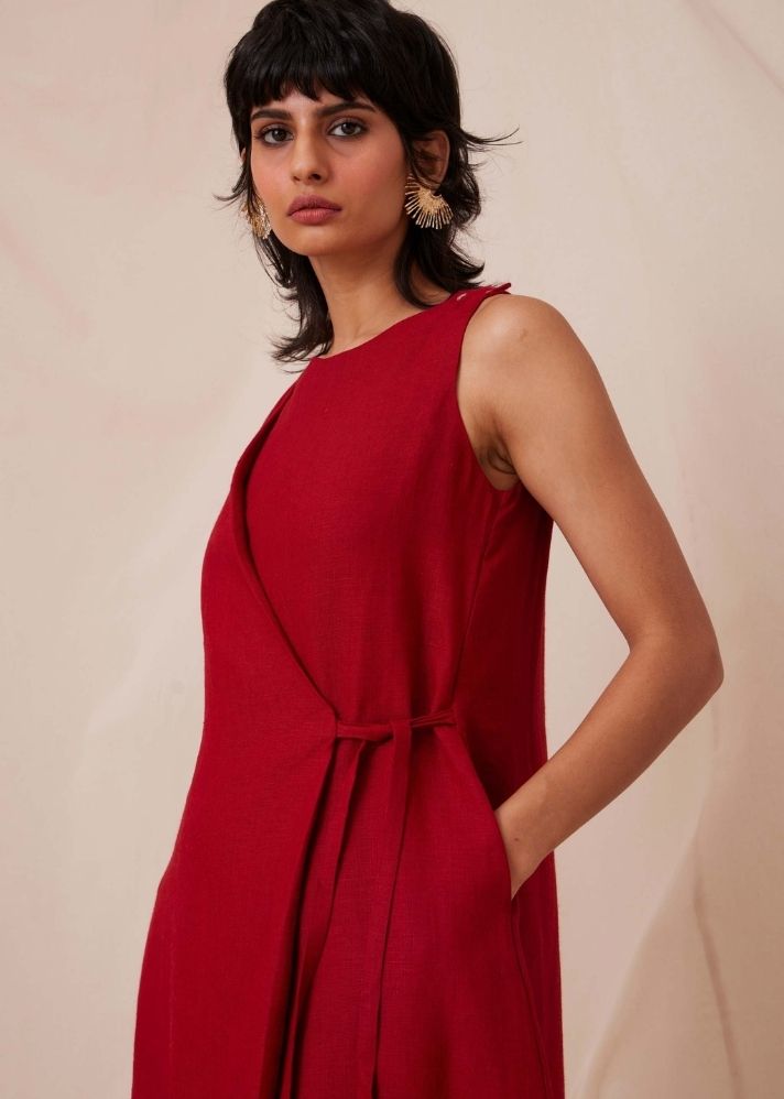 Yola Scarlet Linen Dress