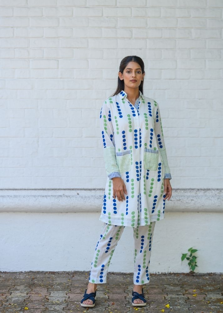 A Model Wearing Multicolor Pure Cotton Mira Maria Set, curated by Only Ethikal