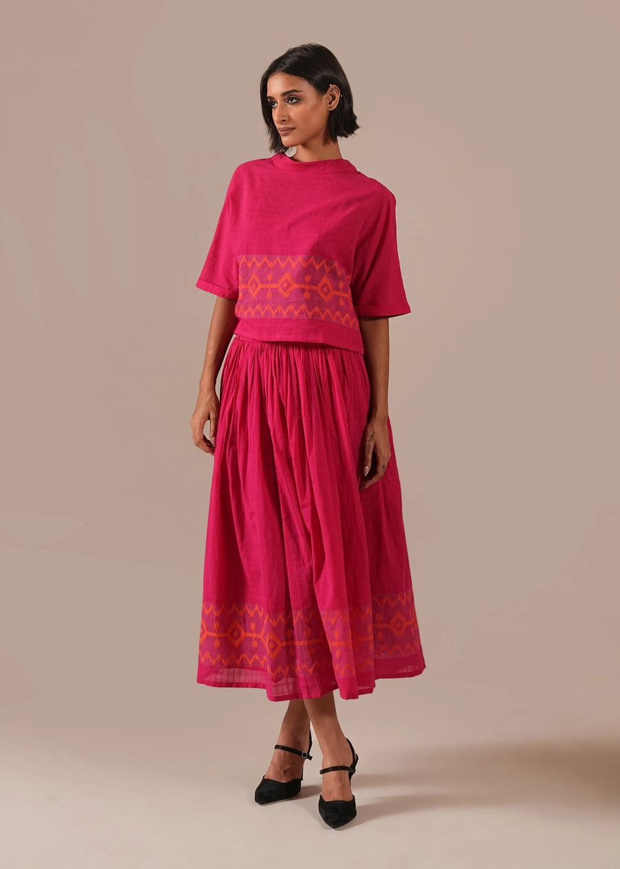 A Model Wearing Red Pure Cotton Rose Glow Co-Ord Set, curated by Only Ethikal