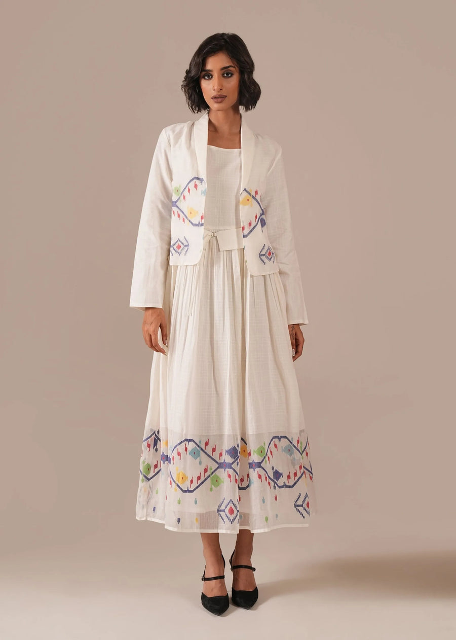 A Model Wearing Multicolor Pure Cotton Snow Petal Co-Ord Set, curated by Only Ethikal