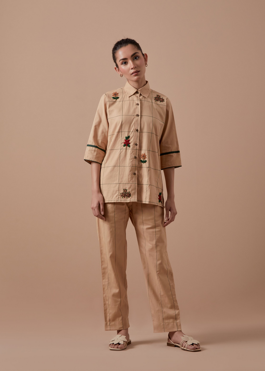 A Model Wearing Beige Hemp Blush Pants, curated by Only Ethikal