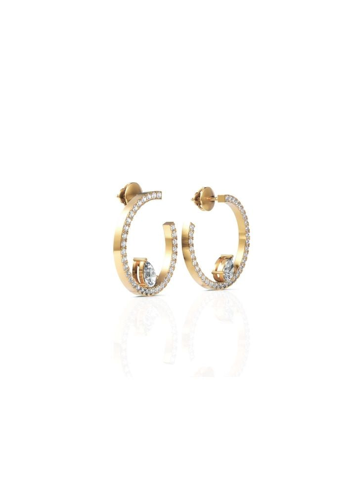 Product image of Yellow Gold, White Gold, Rose Gold 18K gold set with Etically Lab Grown Diamonds Pear Cut Diamond Hoop, curated by Only Ethikal