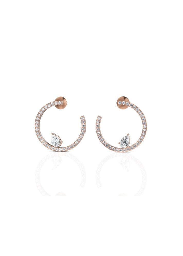 Product image of Yellow Gold, White Gold, Rose Gold 18K gold set with Etically Lab Grown Diamonds Pear Cut Diamond Hoop, curated by Only Ethikal