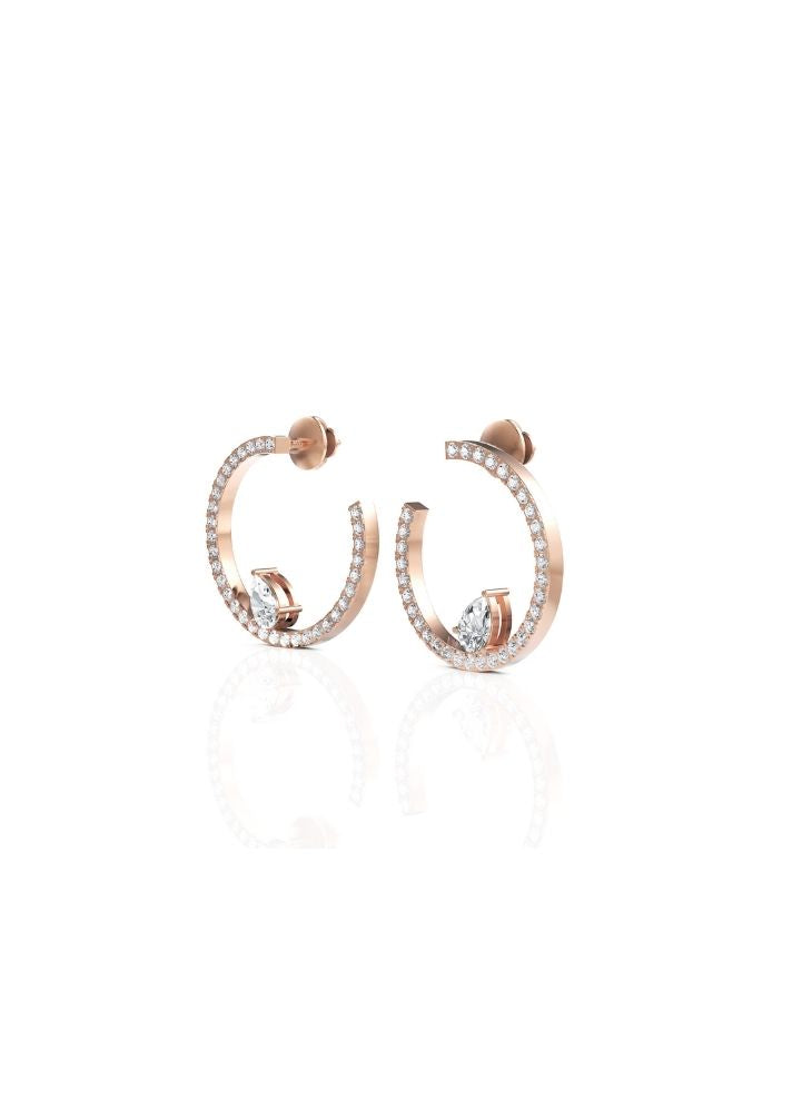 Product image of Yellow Gold, White Gold, Rose Gold 18K gold set with Etically Lab Grown Diamonds Pear Cut Diamond Hoop, curated by Only Ethikal