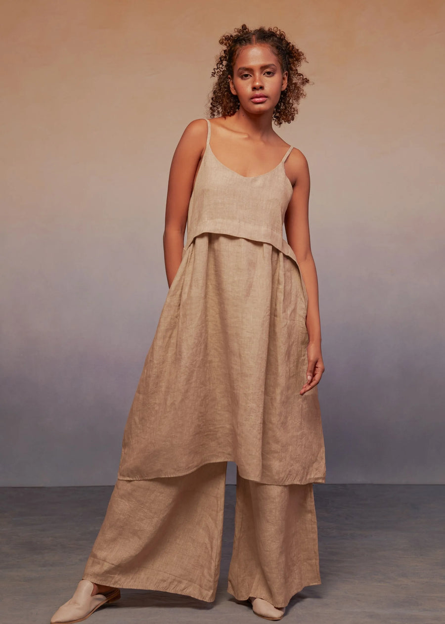 A Model Wearing Multicolor LINEN Pondi Set, curated by Only Ethikal