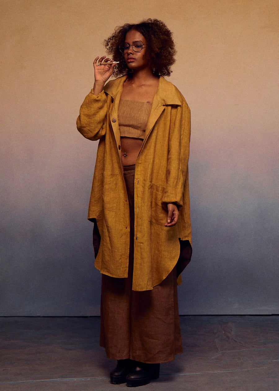 A Model Wearing Multicolor LINEN Reversible Multicolor Jacket, curated by Only Ethikal