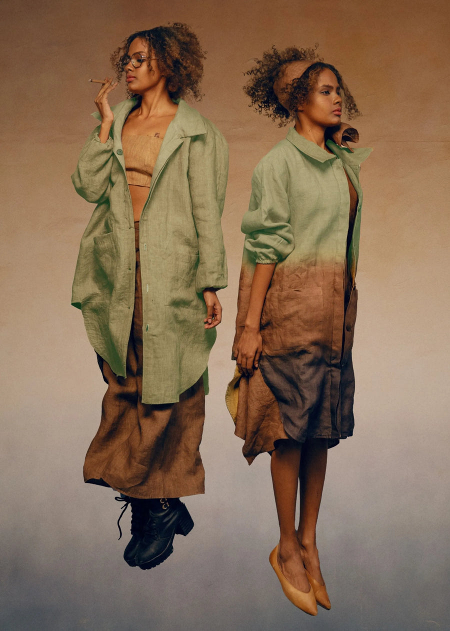 A Model Wearing Multicolor LINEN Reversible Multicolor Jacket, curated by Only Ethikal