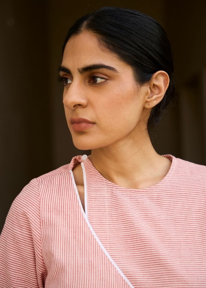 Cinta Handwoven Red Striped Tie Top