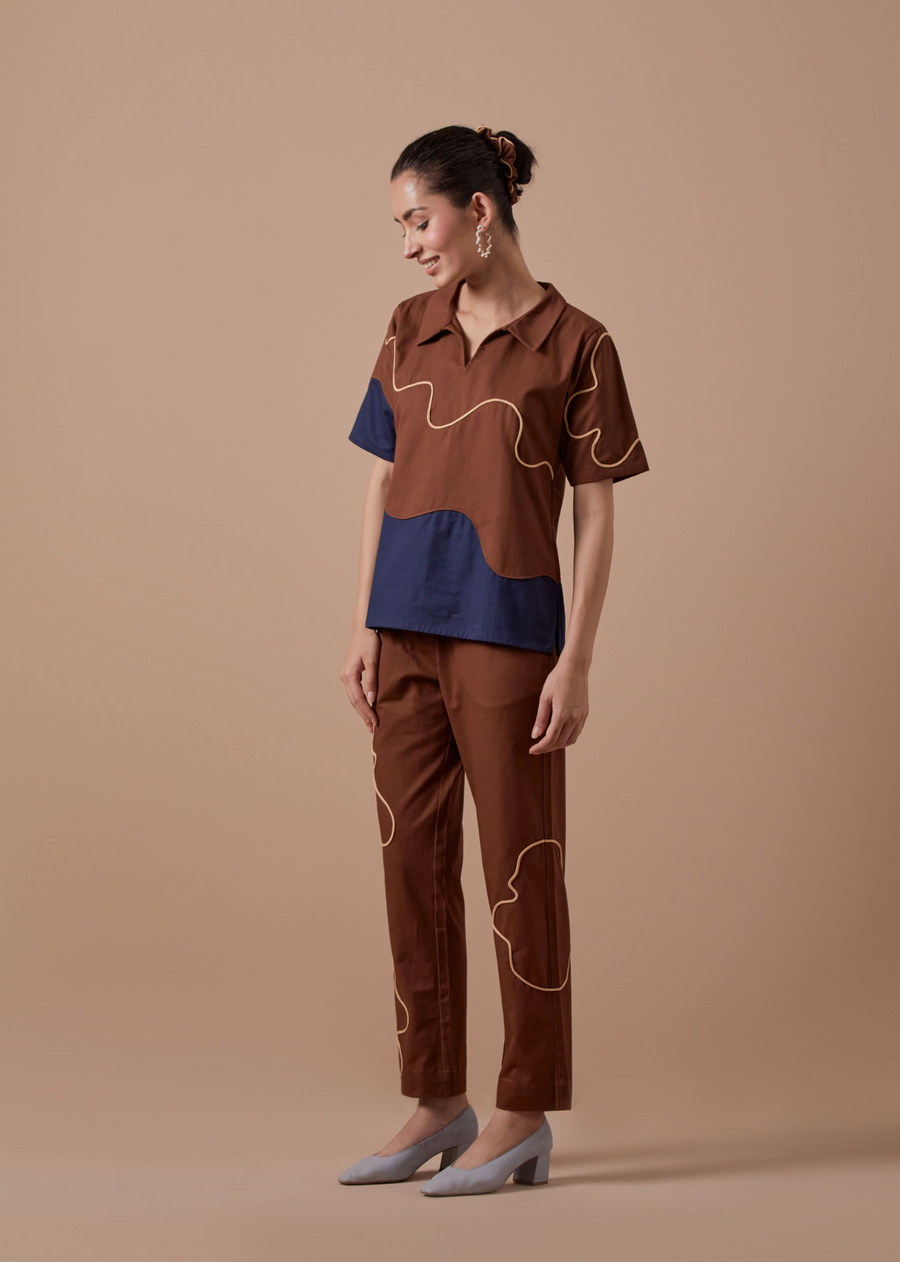 A Model Wearing Brown Organic Cotton Coco Pants, curated by Only Ethikal