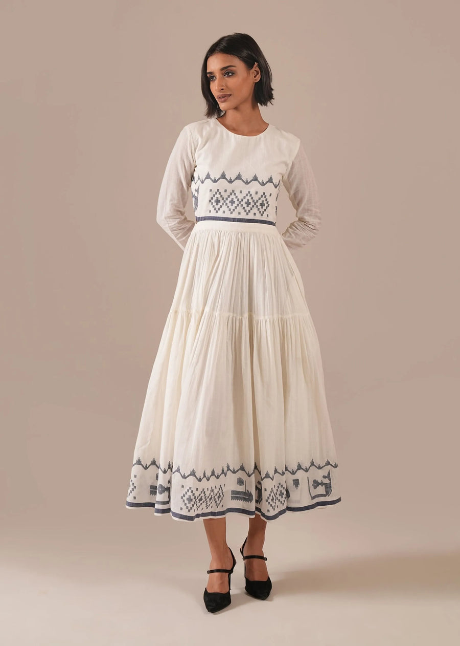 A Model Wearing Multicolor Pure Cotton Pearl Whisper Dress, curated by Only Ethikal