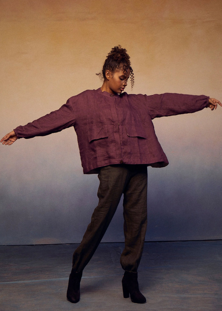 A Model Wearing Multicolor LINEN Shacket, curated by Only Ethikal