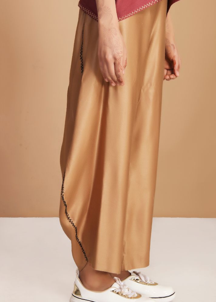 Hand Embroidered Golden Loose Style Pants