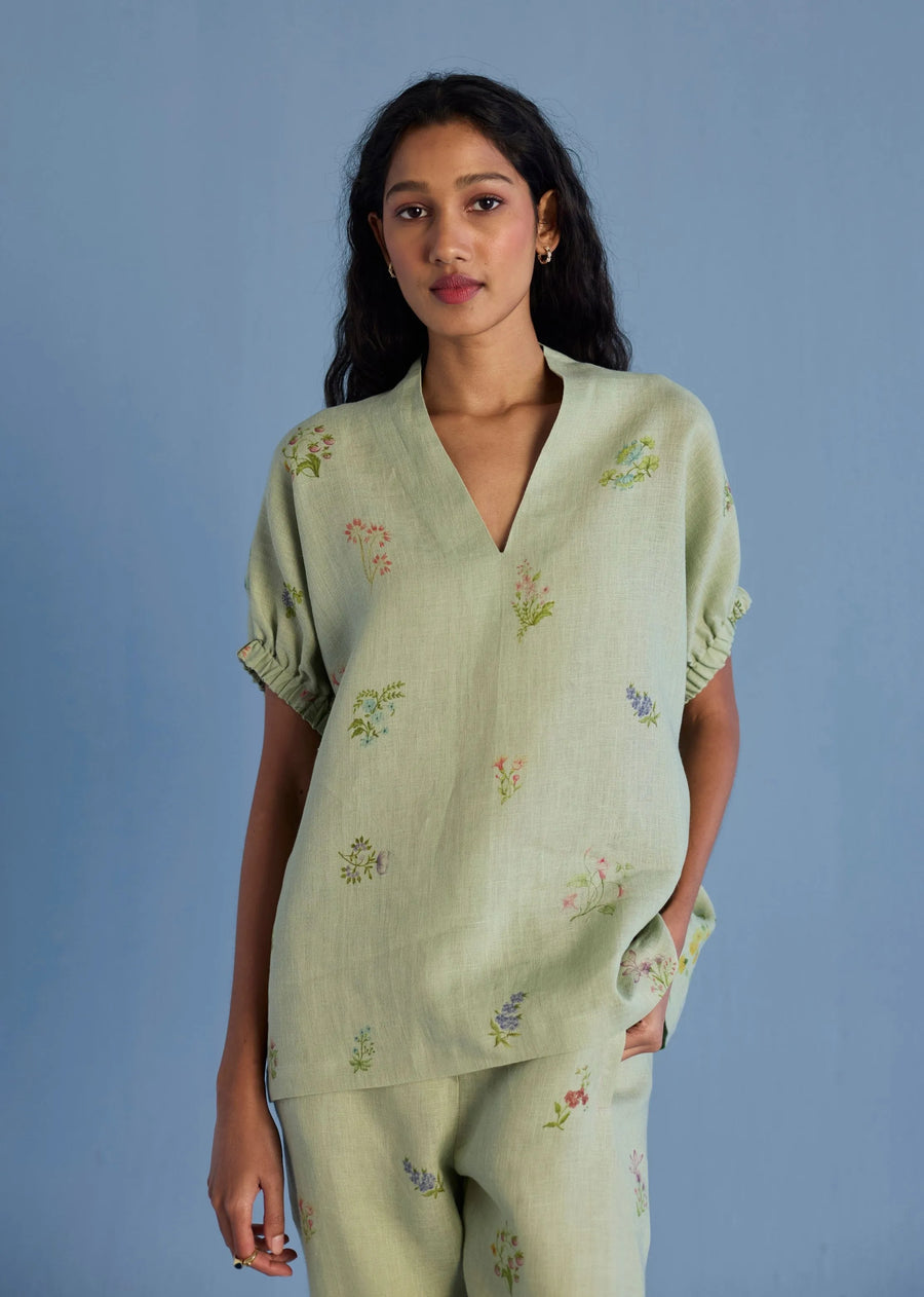Mihen Elasticated Sleeve Co-Ord Set-Mint