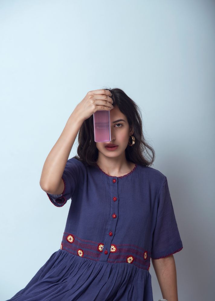 Amethyst Garden Dress In Kota Slub