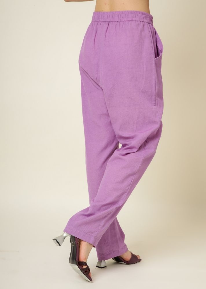 A Model Wearing Purple Organic Cotton Waris Purple Pants, curated by Only Ethikal