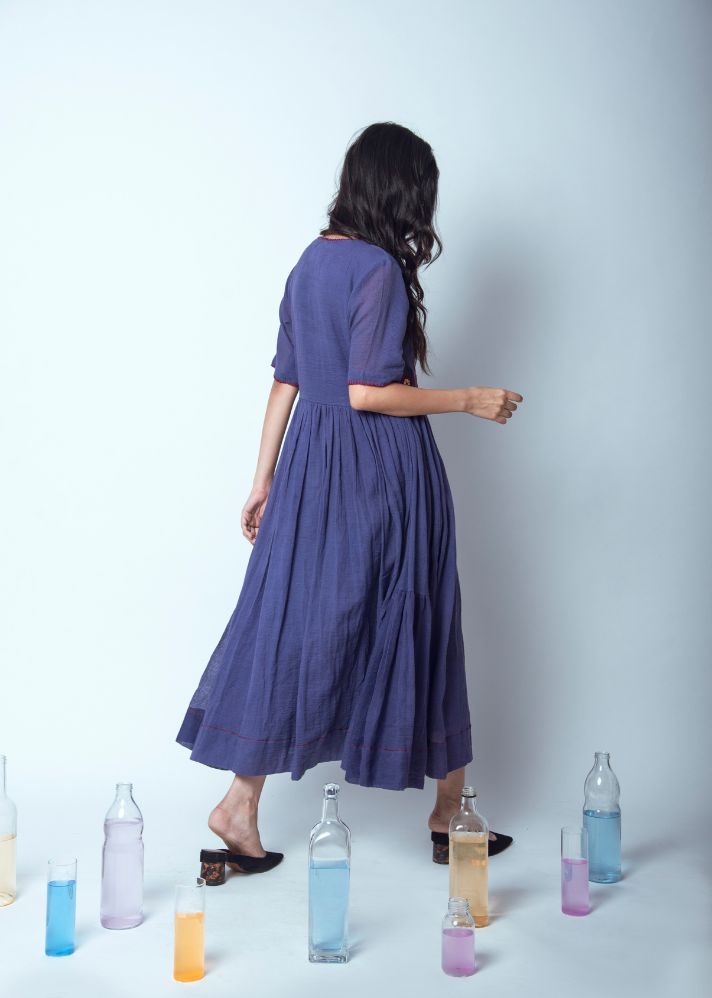 Amethyst Garden Dress In Kota Slub