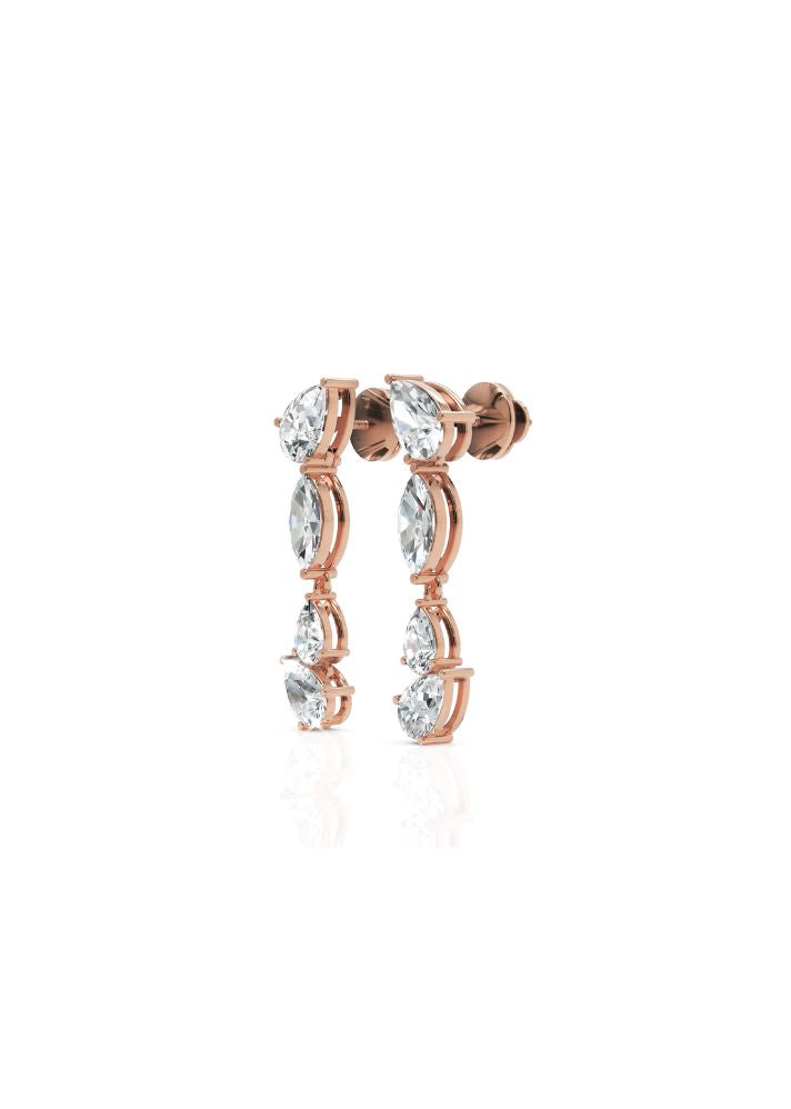 Product image of Yellow Gold, White Gold, Rose Gold 18K gold set with Etically Lab Grown Diamonds Duo Cut Drop Earrings, curated by Only Ethikal
